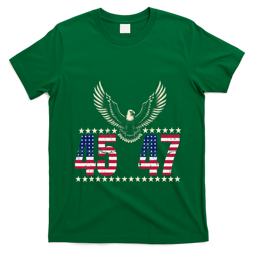 American Made Trump Merchandise Trump 45 47 Trump 2025 T-Shirt - Irish Green