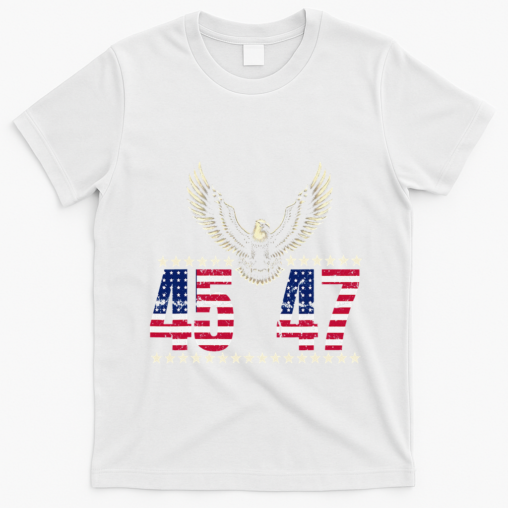 American Made Trump Merchandise Trump 45 47 Trump 2025 T-Shirt - White