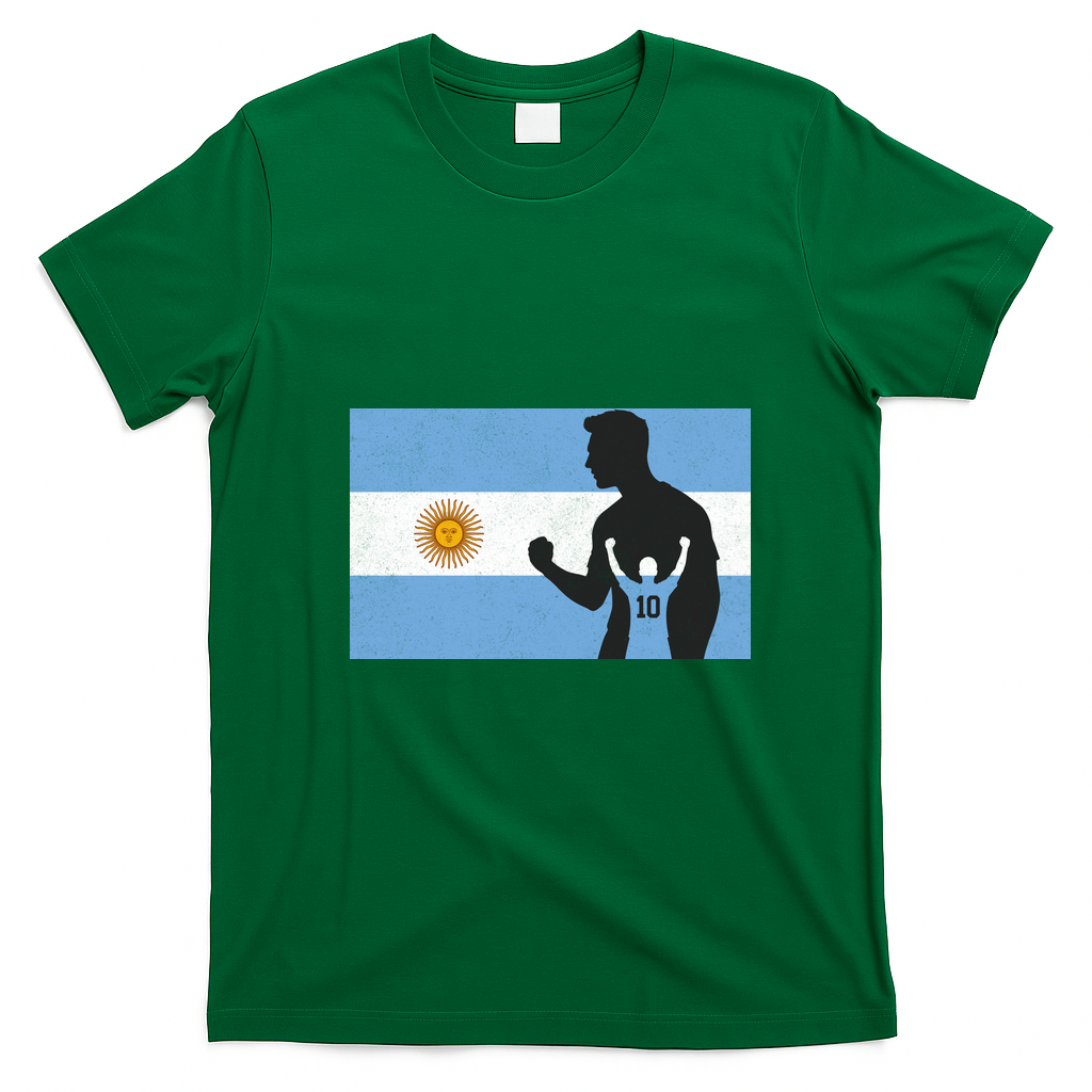 Argentina Number 10 Flag Soccer Player T-Shirt - Irish Green