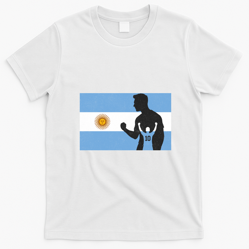 Argentina Number 10 Flag Soccer Player T-Shirt - White