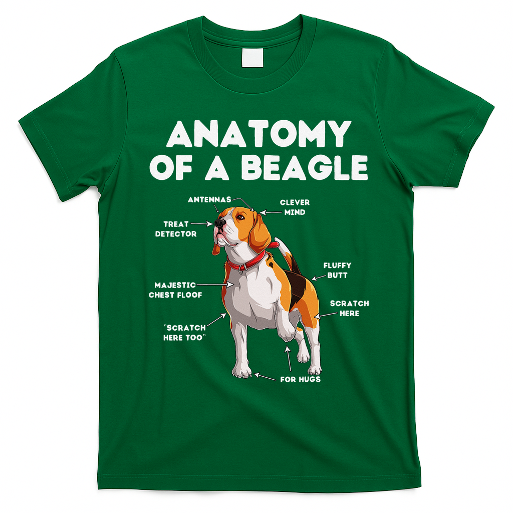 Anatomy of a Beagle Funny Beagle Dog Lover T-Shirt - Irish Green
