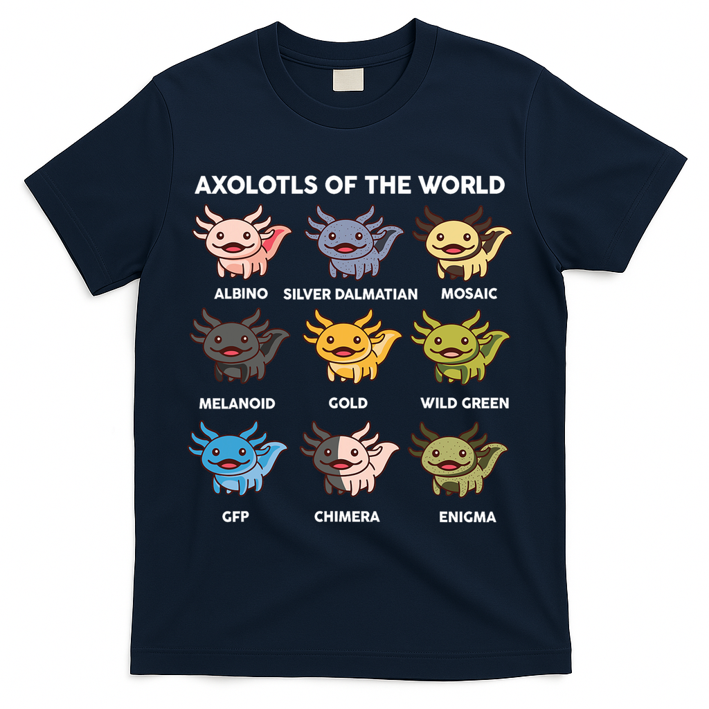 Axolotl Of World  T-Shirt - Navy