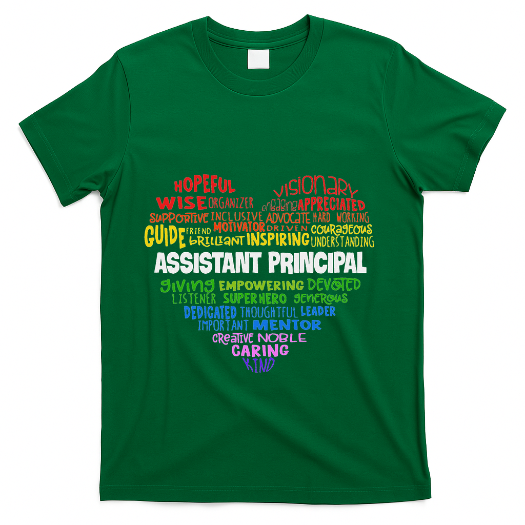 Assistant Principal Cute Hear Back To School T-Shirt - Green