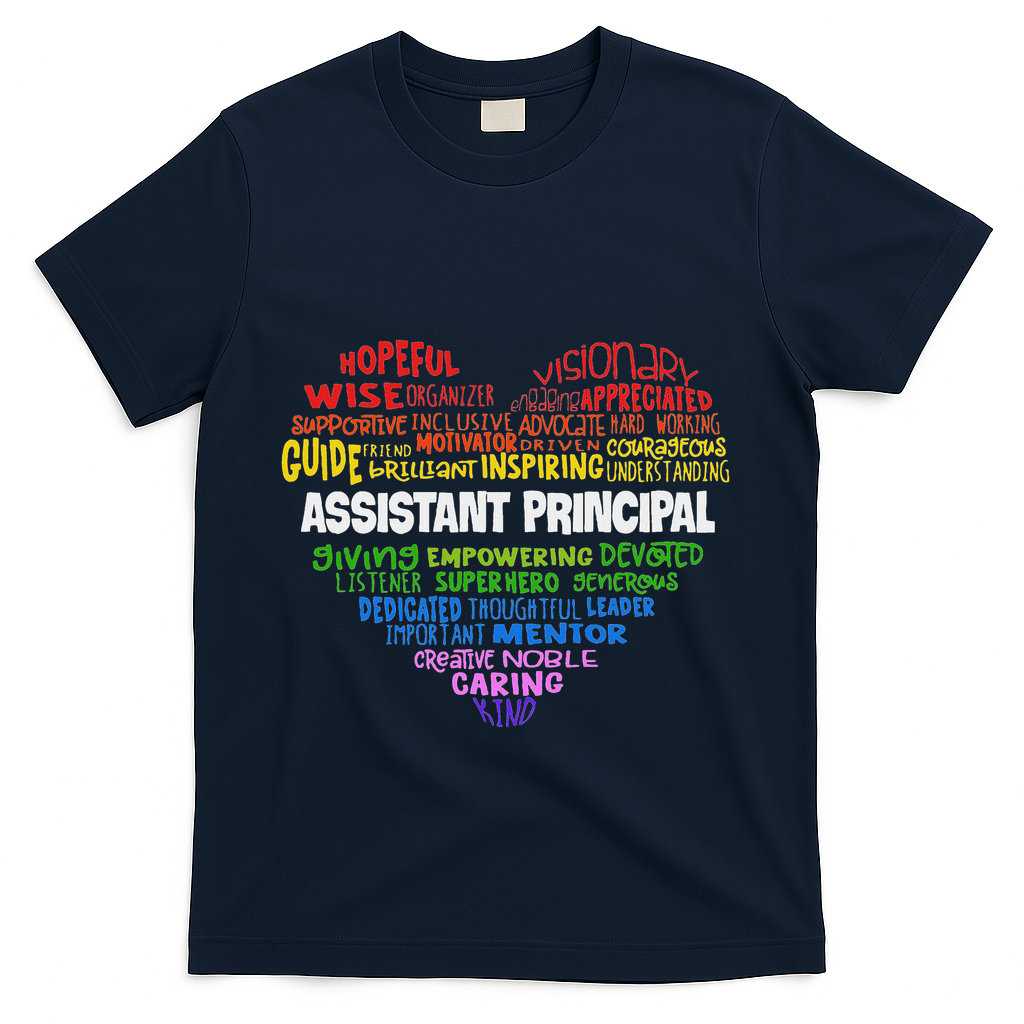Assistant Principal Cute Hear Back To School T-Shirt - Navy
