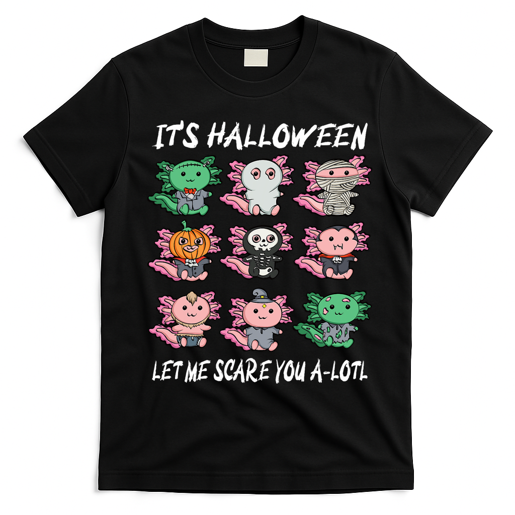 Axolotl Scare You A-Lotl Girl Boy Axolotl Halloween T-Shirt - Black