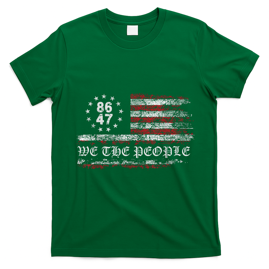 Anti Trump 8647 86 47 US Flag We The People Impeach 47 T-Shirt - Irish Green