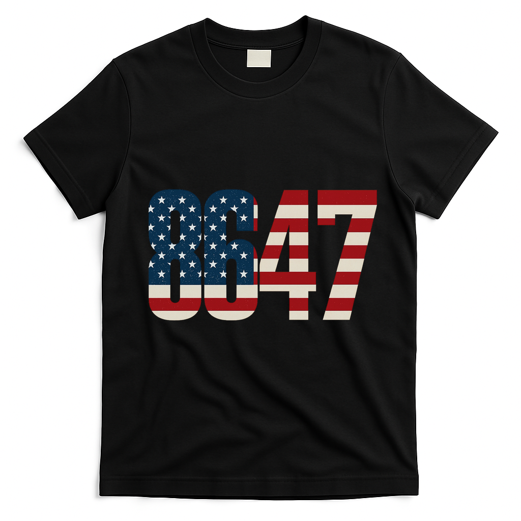 Anti Trump 8647 86 47th President US Flag T-Shirt - Black