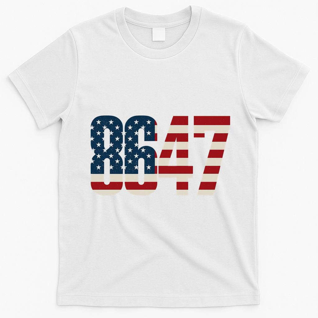 Anti Trump 8647 86 47th President US Flag T-Shirt - White