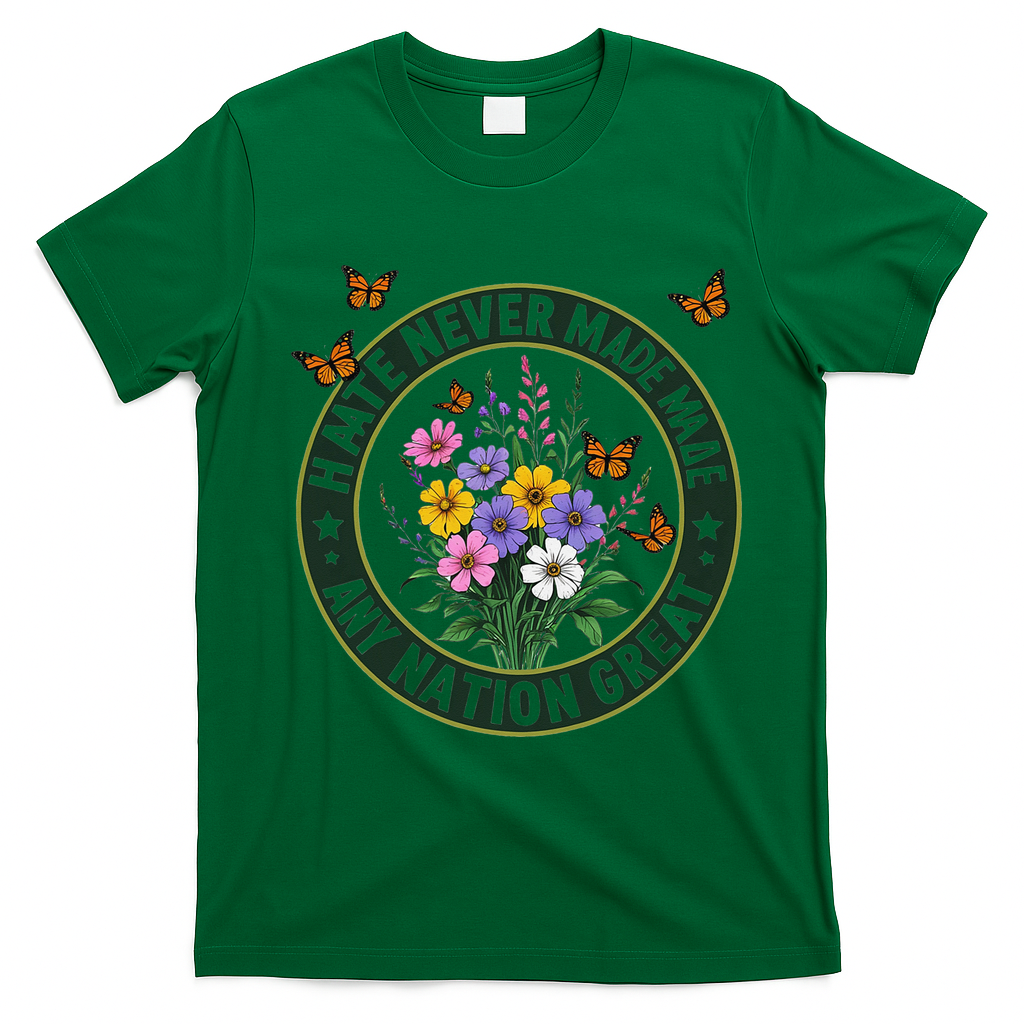 Anti Trump Floral Butterflies Democrat President Liberal T-Shirt - Irish Green