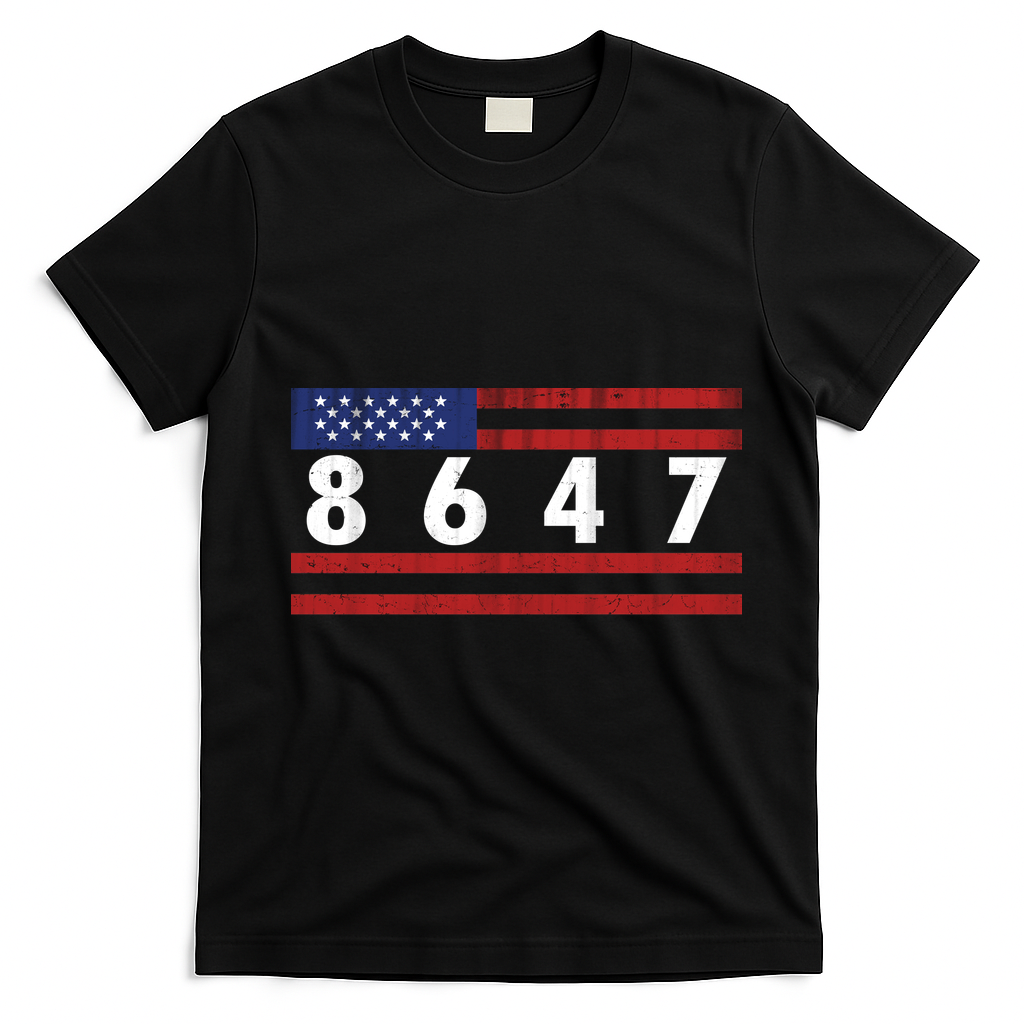 Anti Trump Impeach 47 8647 47th President US Flag T-Shirt - Black
