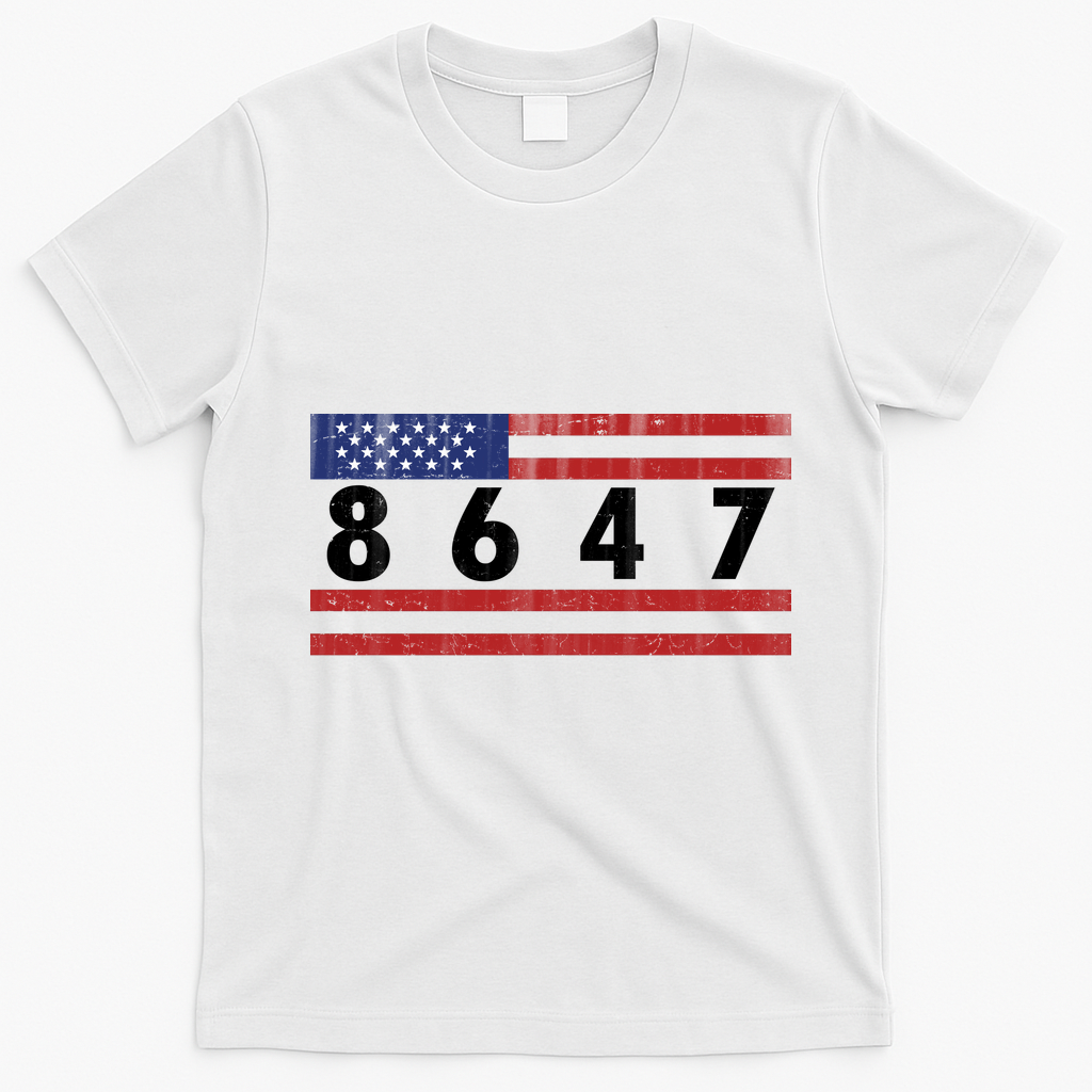 Anti Trump Impeach 47 8647 47th President US Flag T-Shirt - White