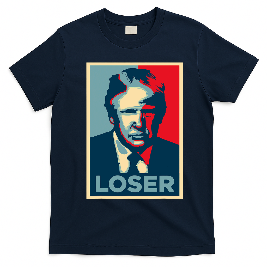 Anti Trump Obama Hope Poster Loser T-Shirt - Navy Blue