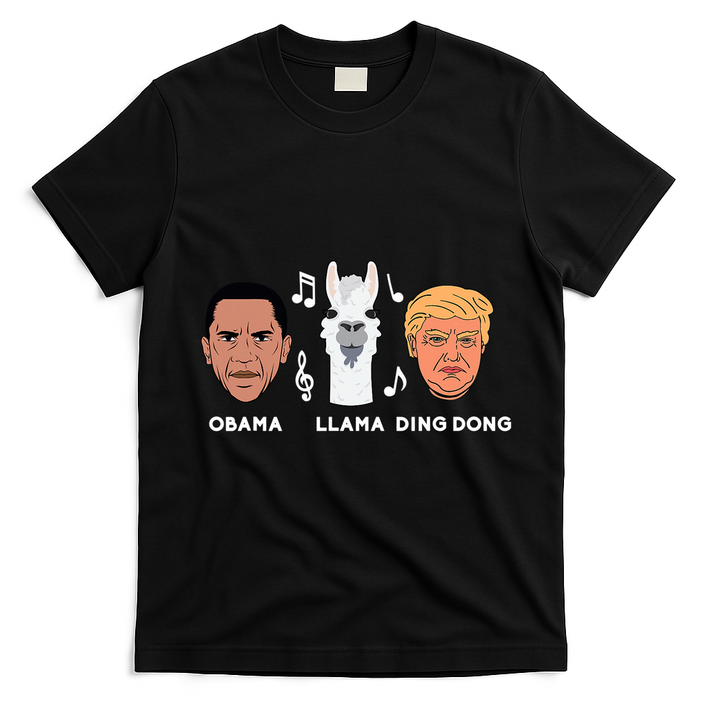 Anti Trump Obama Llama Ding Dong Impeach Funny Democrat Gift  T-Shirt - Black