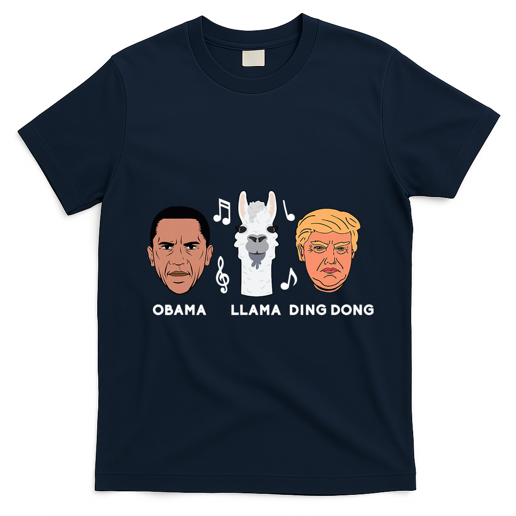Anti Trump Obama Llama Ding Dong Impeach Funny Democrat Gift  T-Shirt - Navy Blue