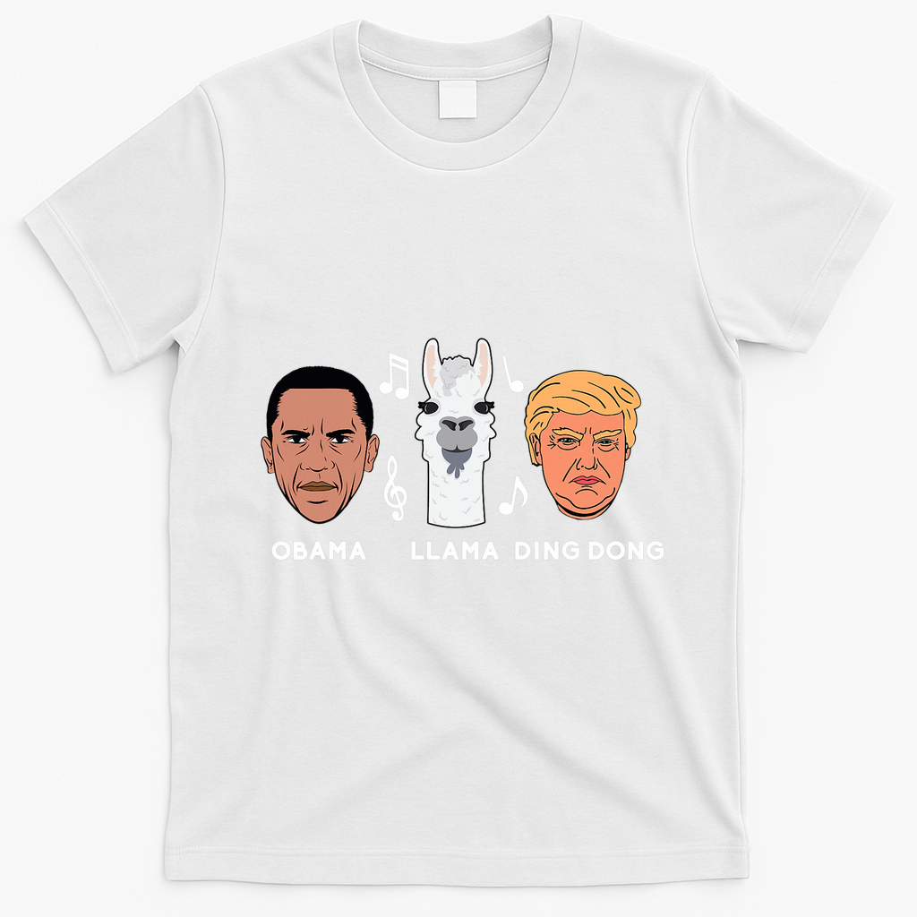 Anti Trump Obama Llama Ding Dong Impeach Funny Democrat Gift  T-Shirt - White