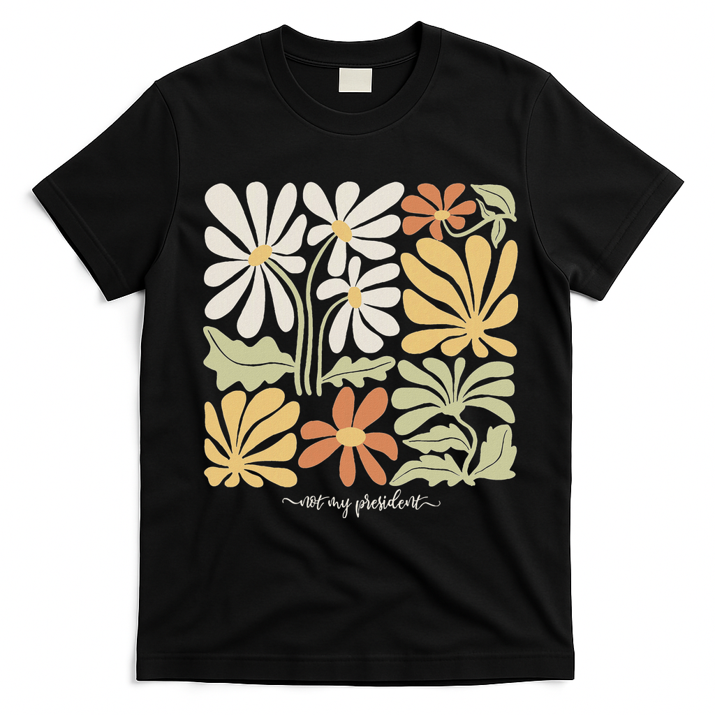 Anti Trump Subtle Not My President Flowers T-Shirt - Black
