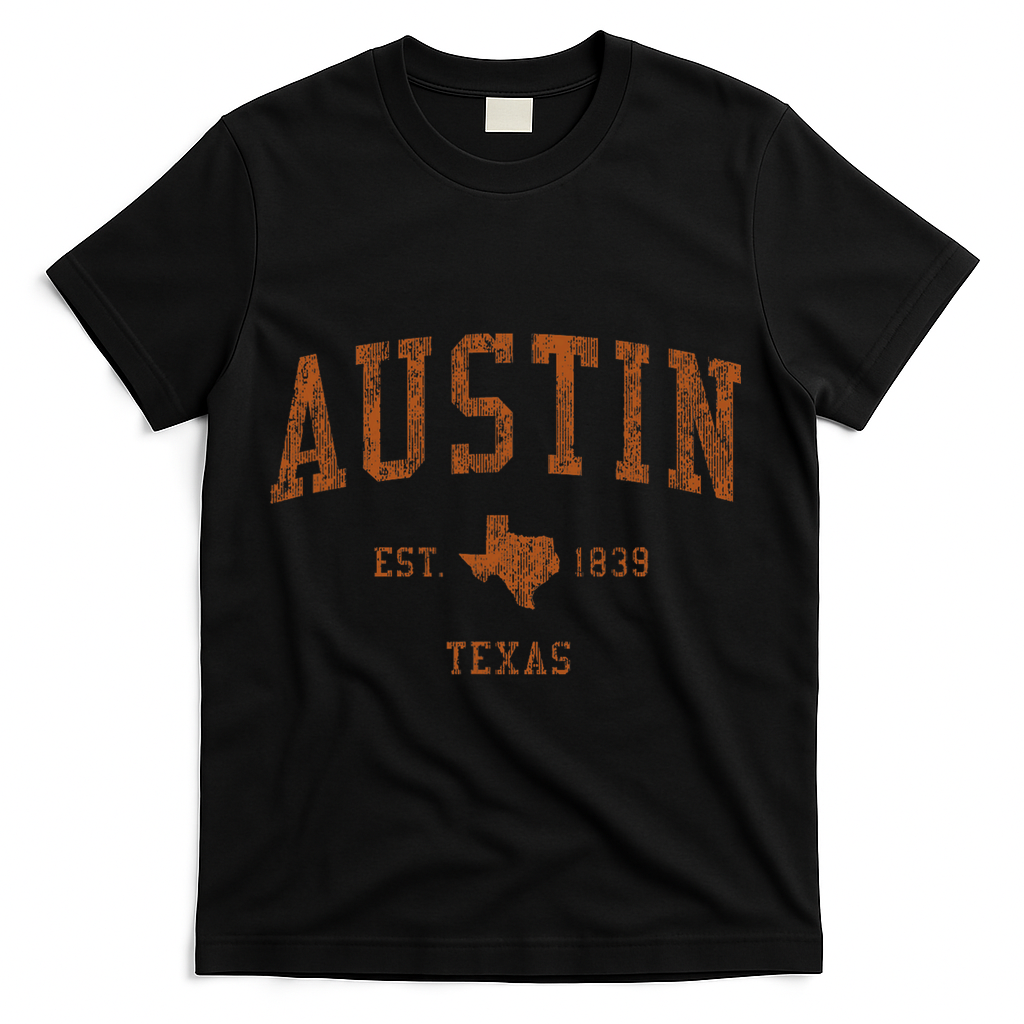 Austin Texas Tx Vintage Athletic Sports Design T-Shirt - Black