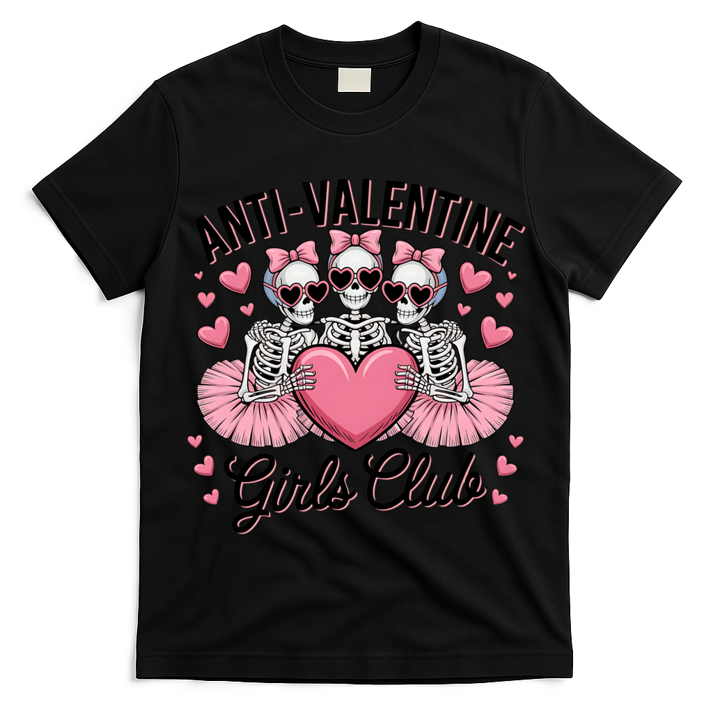 Anti Valentine Club Skeleton Funny Valentines Day Funny Gift T-Shirt