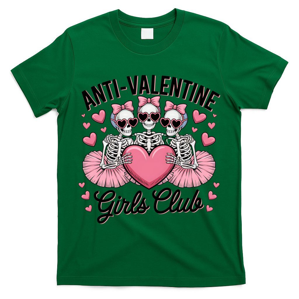 Anti Valentine Club Skeleton Funny Valentines Day Funny Gift T-Shirt
