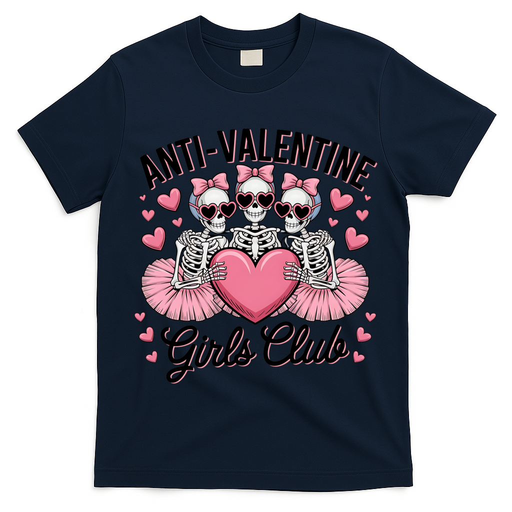 Anti Valentine Club Skeleton Funny Valentines Day Funny Gift T-Shirt