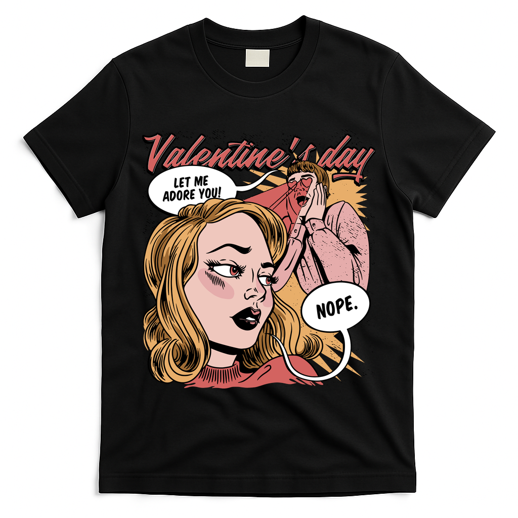 Anti Valentines Day Feminist Comic T-Shirt