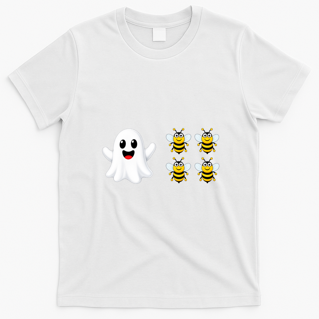 Boo 4 Bees Ghost Bees Funny Halloween T-Shirt - White