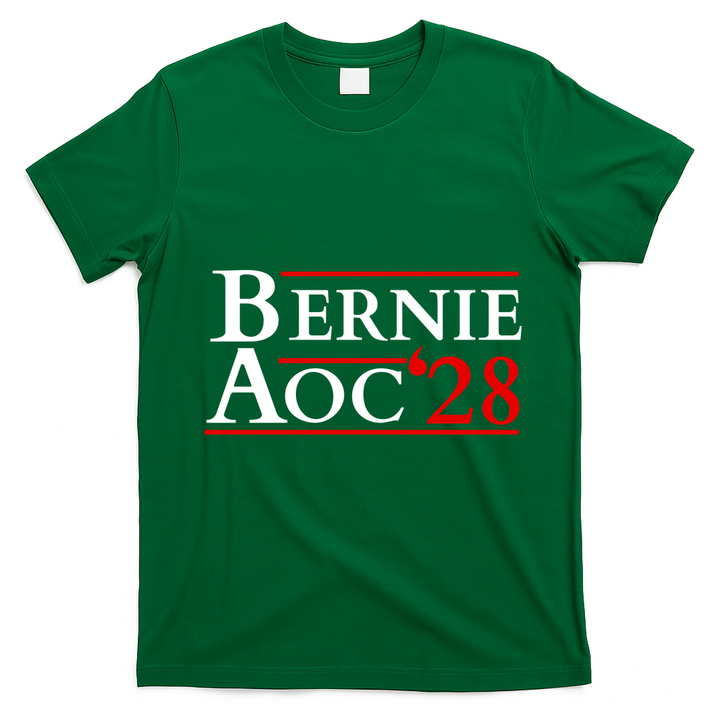 Bernie AOC 2028 Bernie Sanders Alexandria Cortez President  T-Shirt - Irish Green