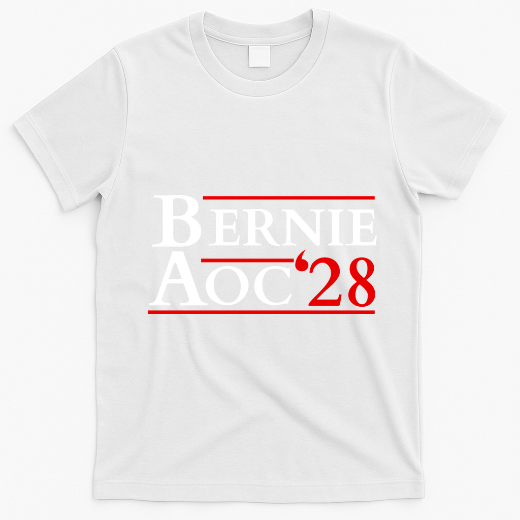 Bernie AOC 2028 Bernie Sanders Alexandria Cortez President  T-Shirt - White