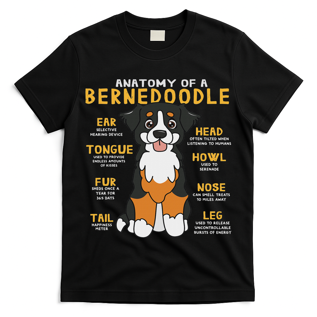 Bernedoodle Anatomy Funny Dog Mom Dad Cute Gift T-Shirt