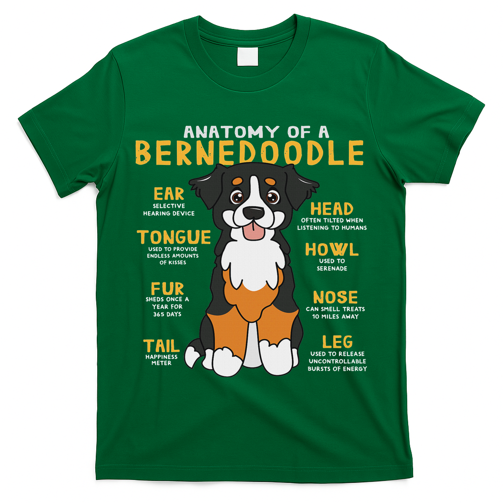 Bernedoodle Anatomy Funny Dog Mom Dad Cute Gift T-Shirt