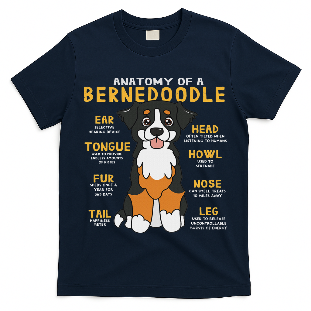 Bernedoodle Anatomy Funny Dog Mom Dad Cute Gift T-Shirt