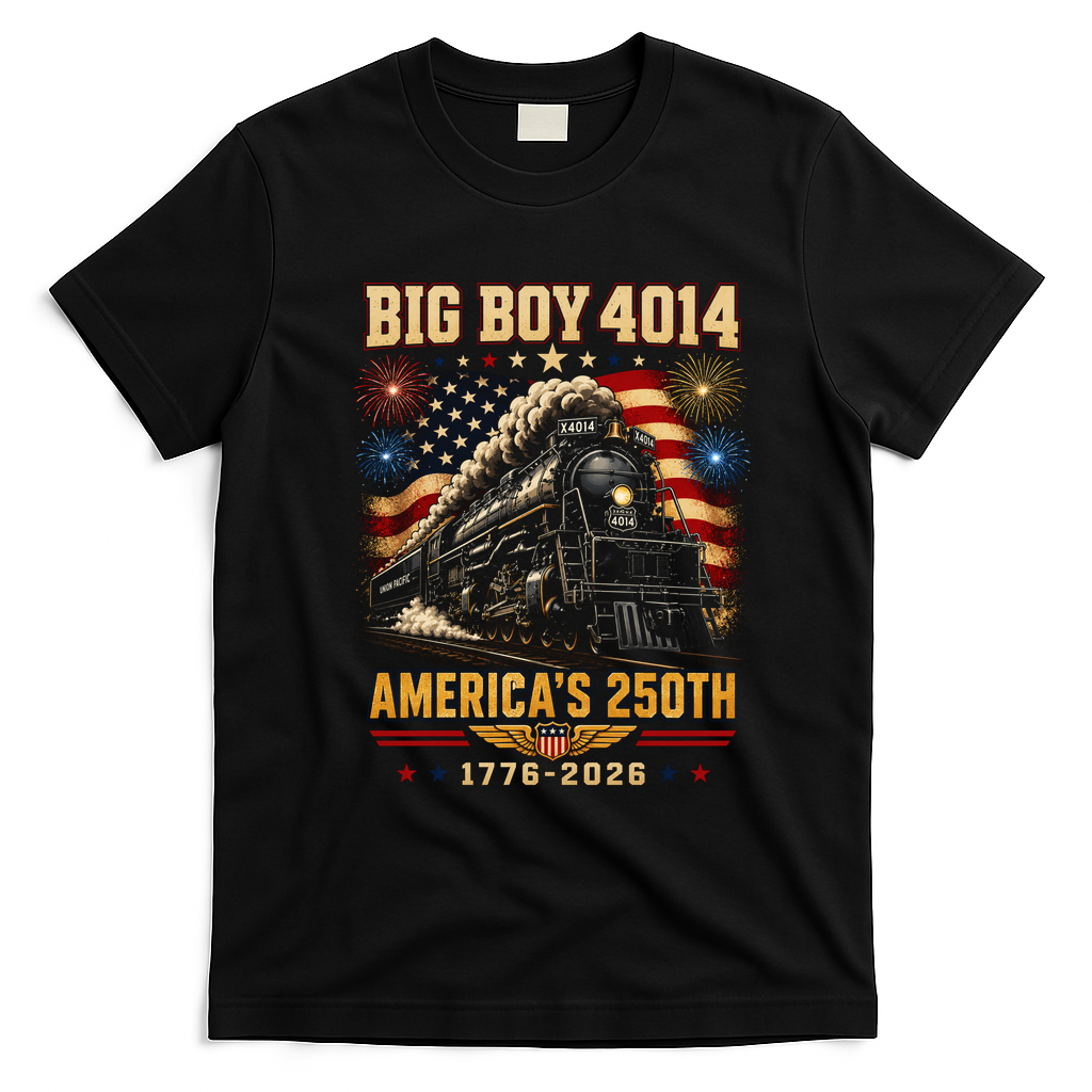 Big Boy 4014 America's 250th Commemorative Train T-Shirt - Black