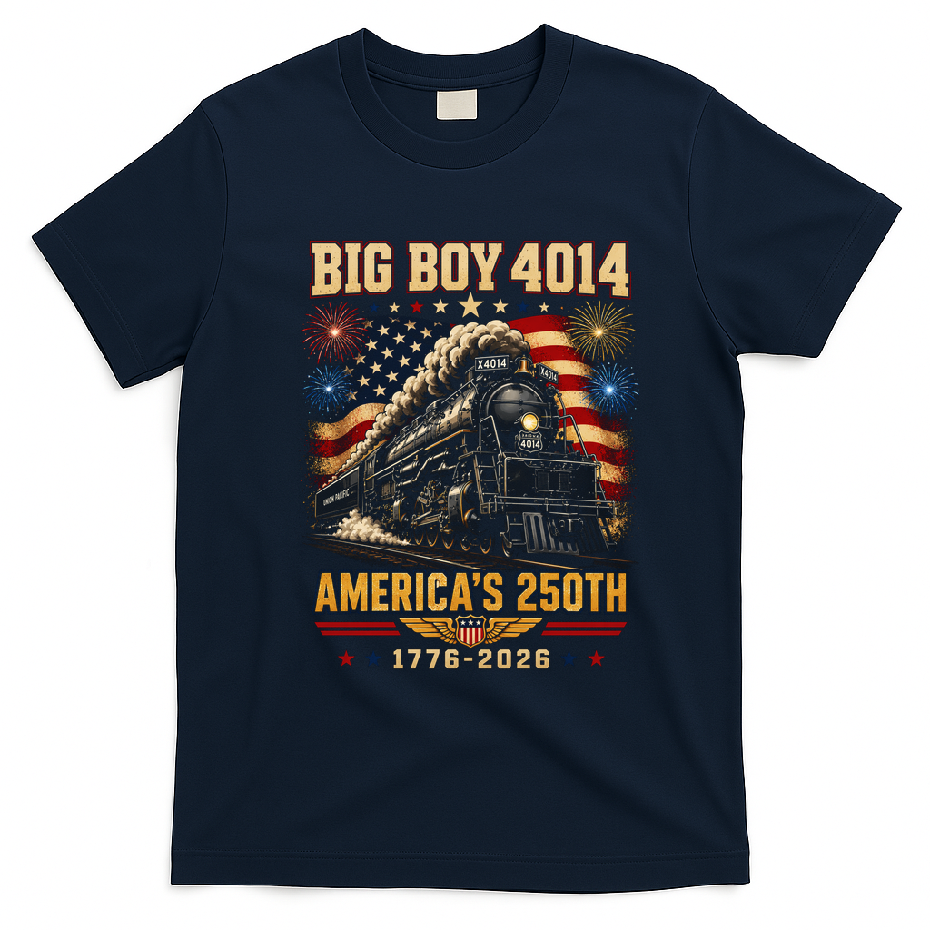 Big Boy 4014 America's 250th Commemorative Train T-Shirt - Navy Blue