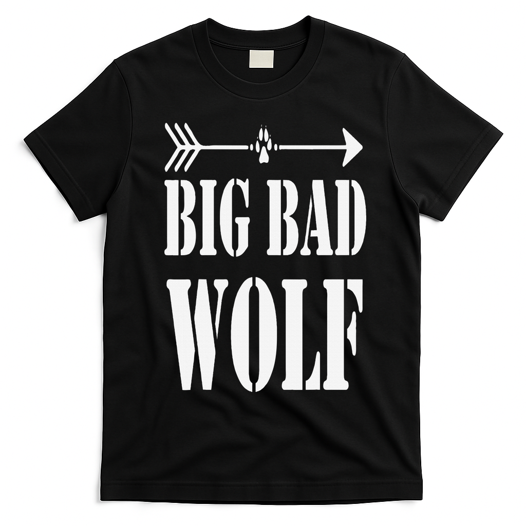 Big Bad and Wolf Funny Wolves Werewolf Cool Dog T-Shirt - Black