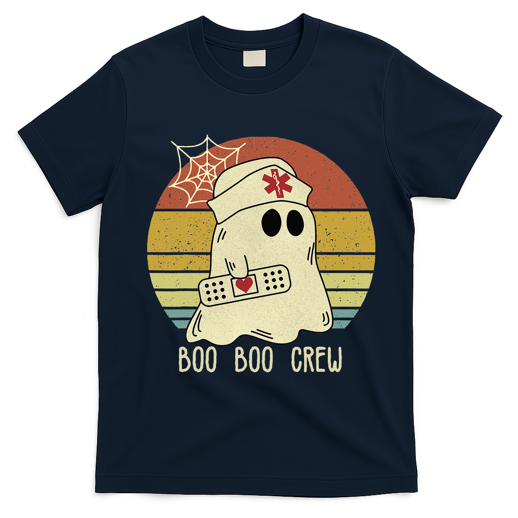 Boo Boo Crew Nurse Halloween Nurse For Women T-Shirt - Navy Blue