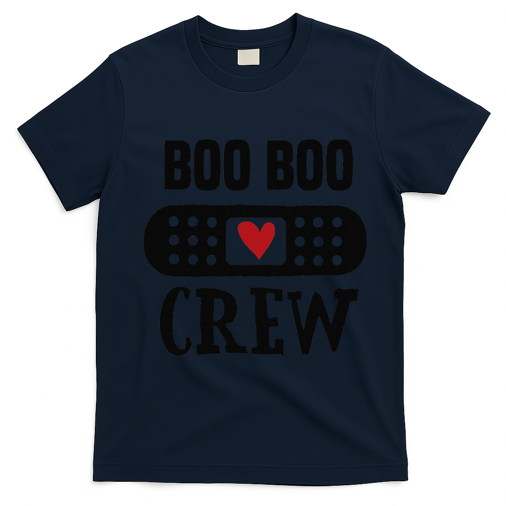 Boo Boo Crew First Aid School Nurse Day Care Teacher T-Shirt - Navy Blue