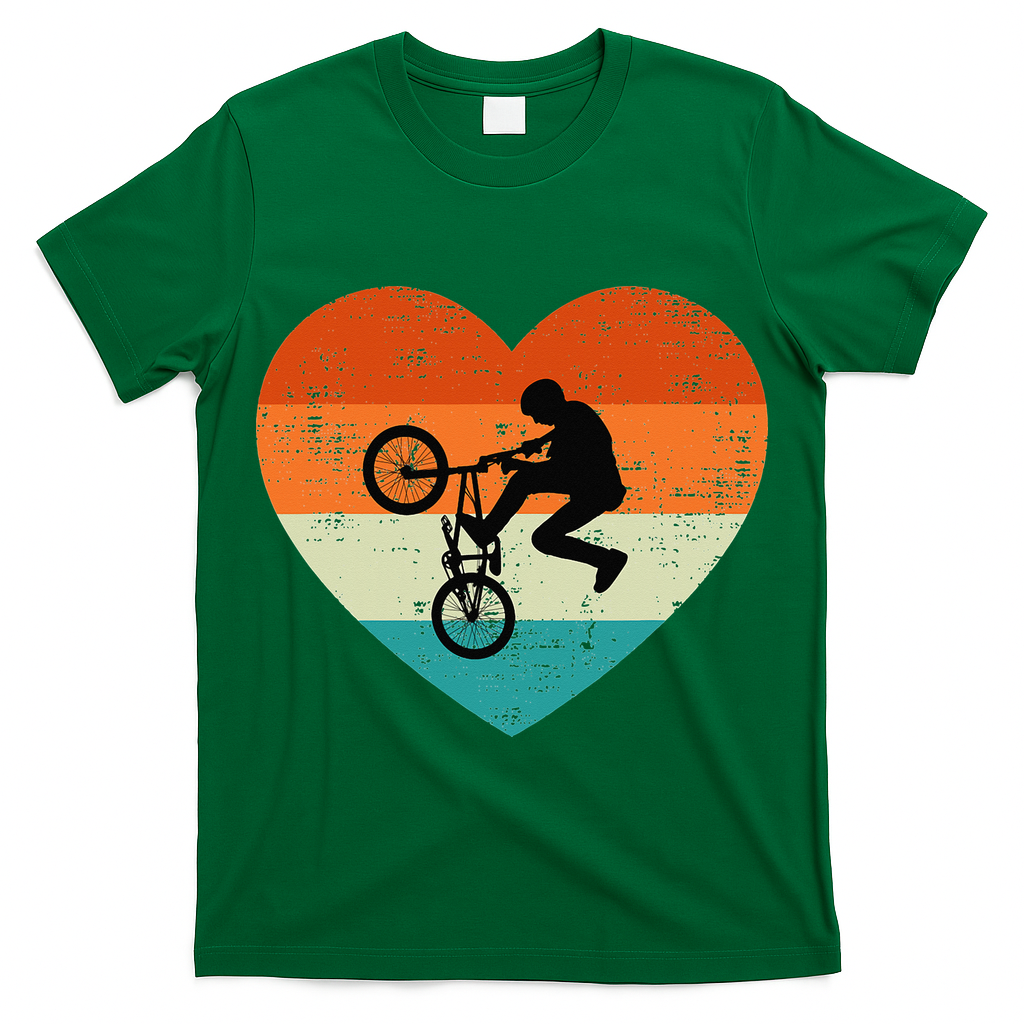BMX Biker Heart Love Retro Valentines Day T-Shirt