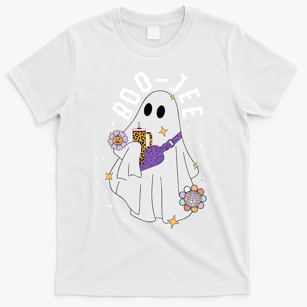 Boujee Boo Jee Spooky Season Cute Ghost Halloween Costume T-Shirt - White