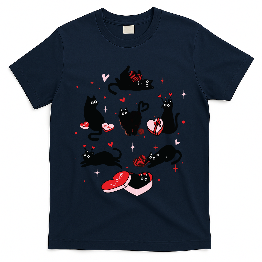 Black Cat Valentine Shirts Cat Valentines Day Cat Mom Valentines T-Shirt