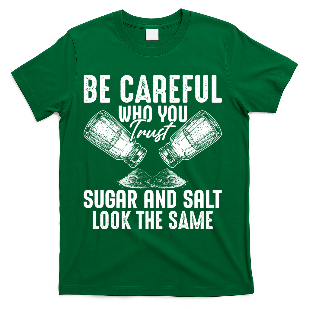 Be Careful Who You Trust Sugar And Salt Look The Same T-Shirt - Green