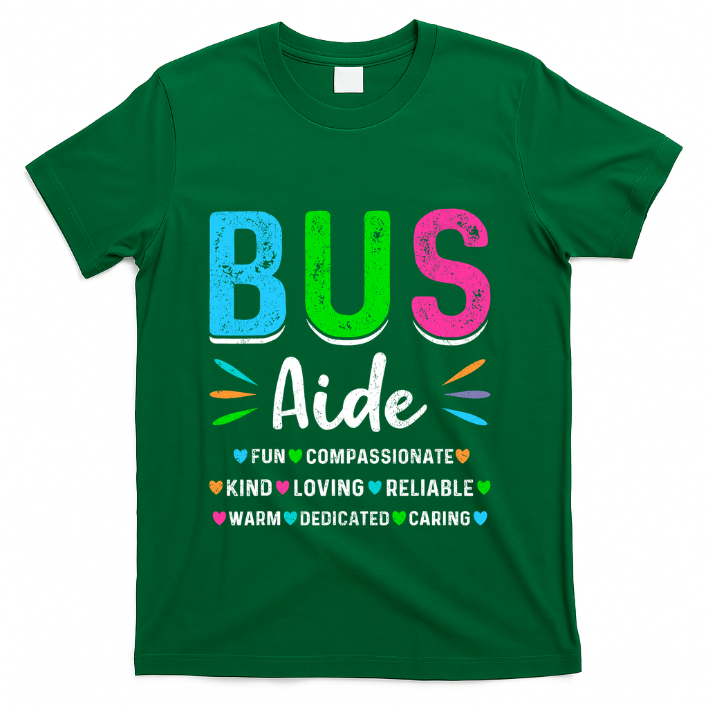 Bus Driver Aide Back To School Matching Group Squad T-Shirt - Green