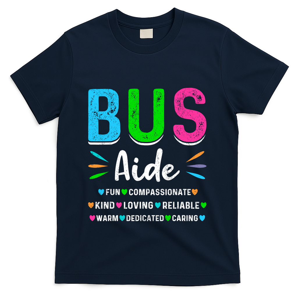 Bus Driver Aide Back To School Matching Group Squad T-Shirt - Navy