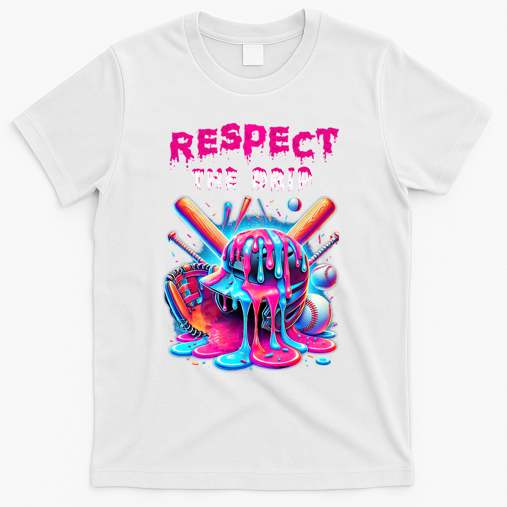 Baseball Drip B.oys Ice Cream Drip Yout.h Respect The Drip T-Shirt - White