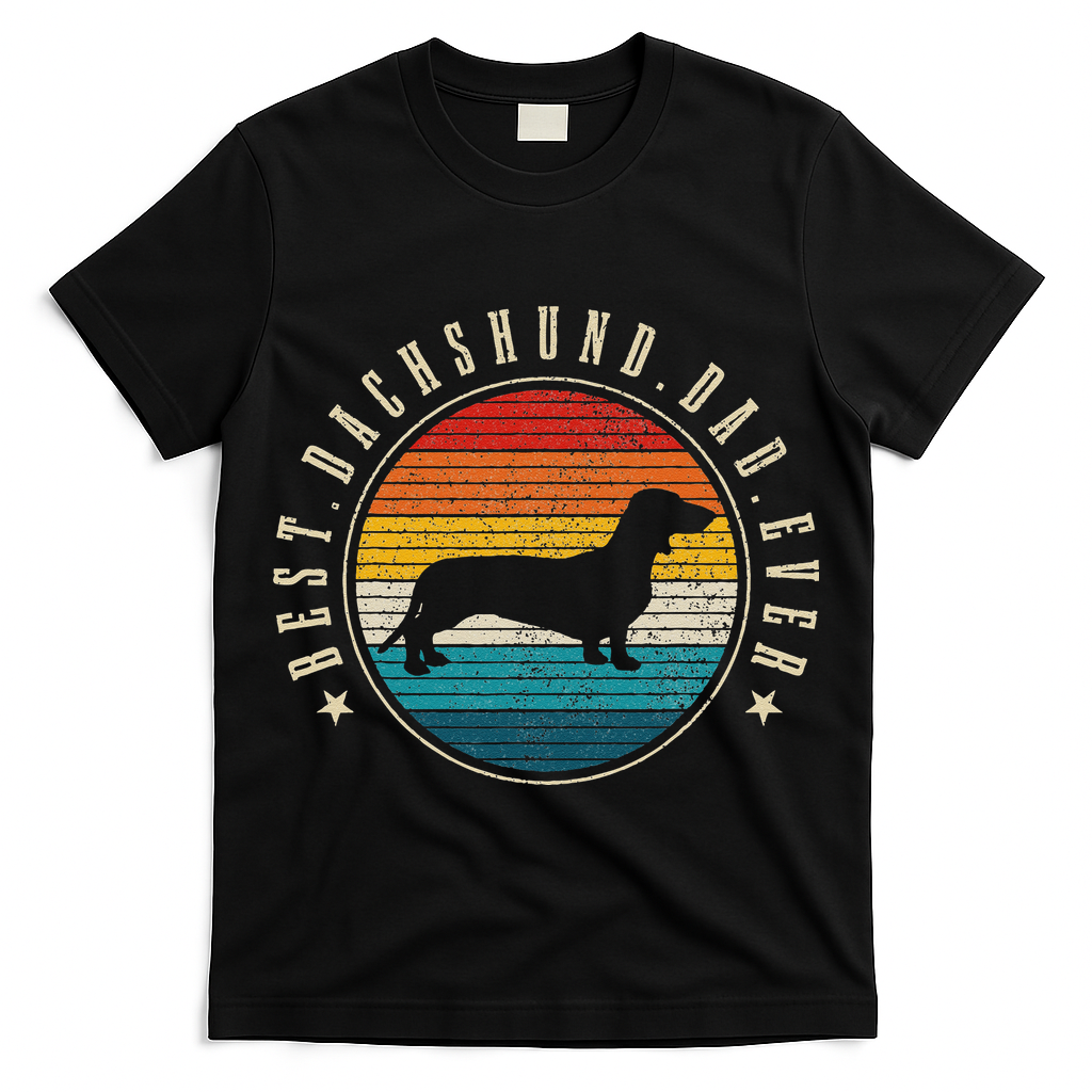 Best Dachshund Dad Ever Vintage Funny Doxie Wiener Dog Owner T-Shirt