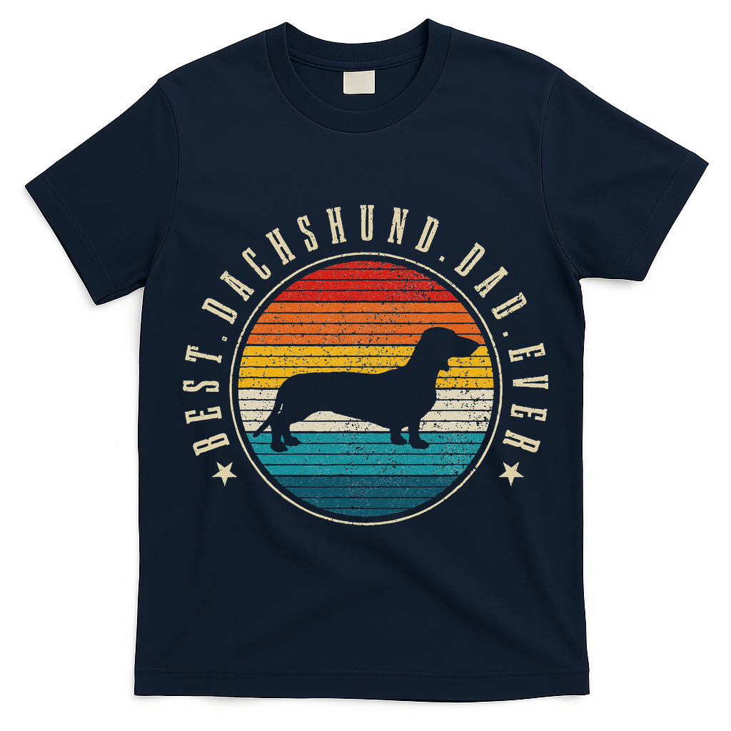Best Dachshund Dad Ever Vintage Funny Doxie Wiener Dog Owner T-Shirt
