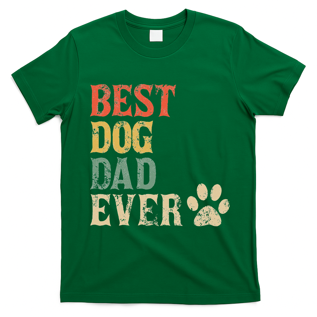 Best Dog Dad Ever Vintage Dog Daddy Retro Doggy Father T-Shirt - Irish Green
