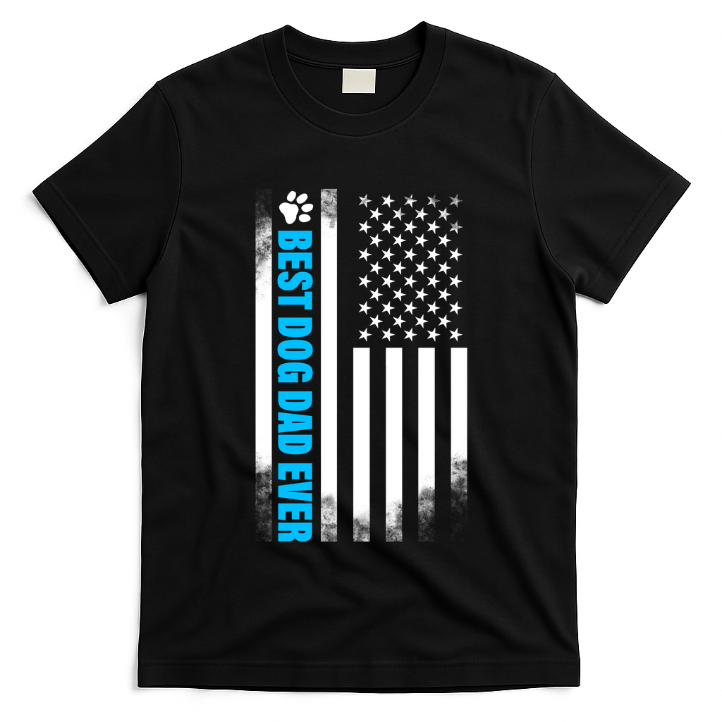 Best Dog Dad Ever American Flag T-Shirt