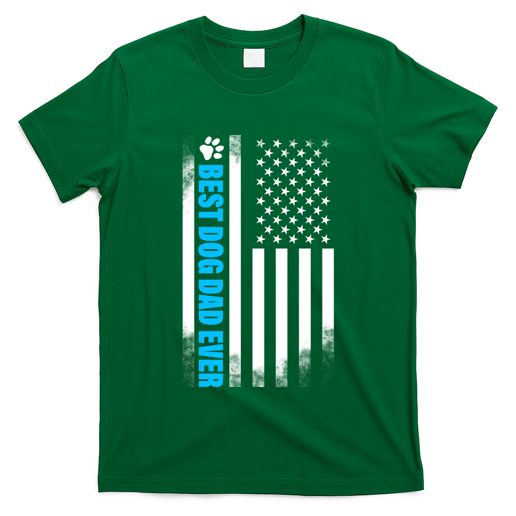 Best Dog Dad Ever American Flag T-Shirt