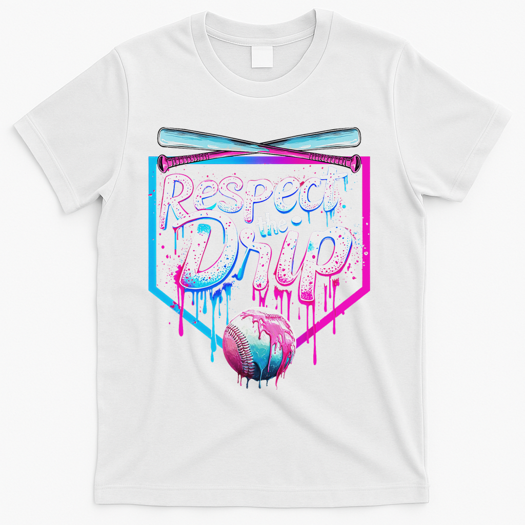 Baseball Drip For Ice Cream Drip Respect The Drip T-Shirt - White