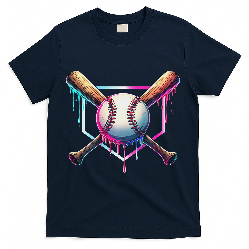 Baseball Drip For Ice Cream Respect The Drip T-Shirt - Navy